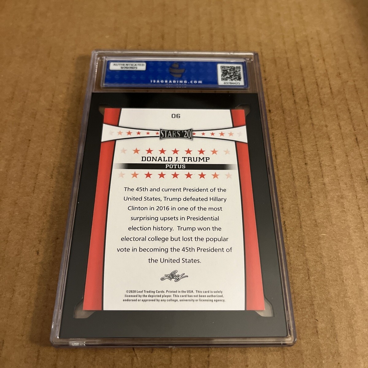2020 Leaf Stars '20 DONALD TRUMP #6 ISA GEM MINT 10
