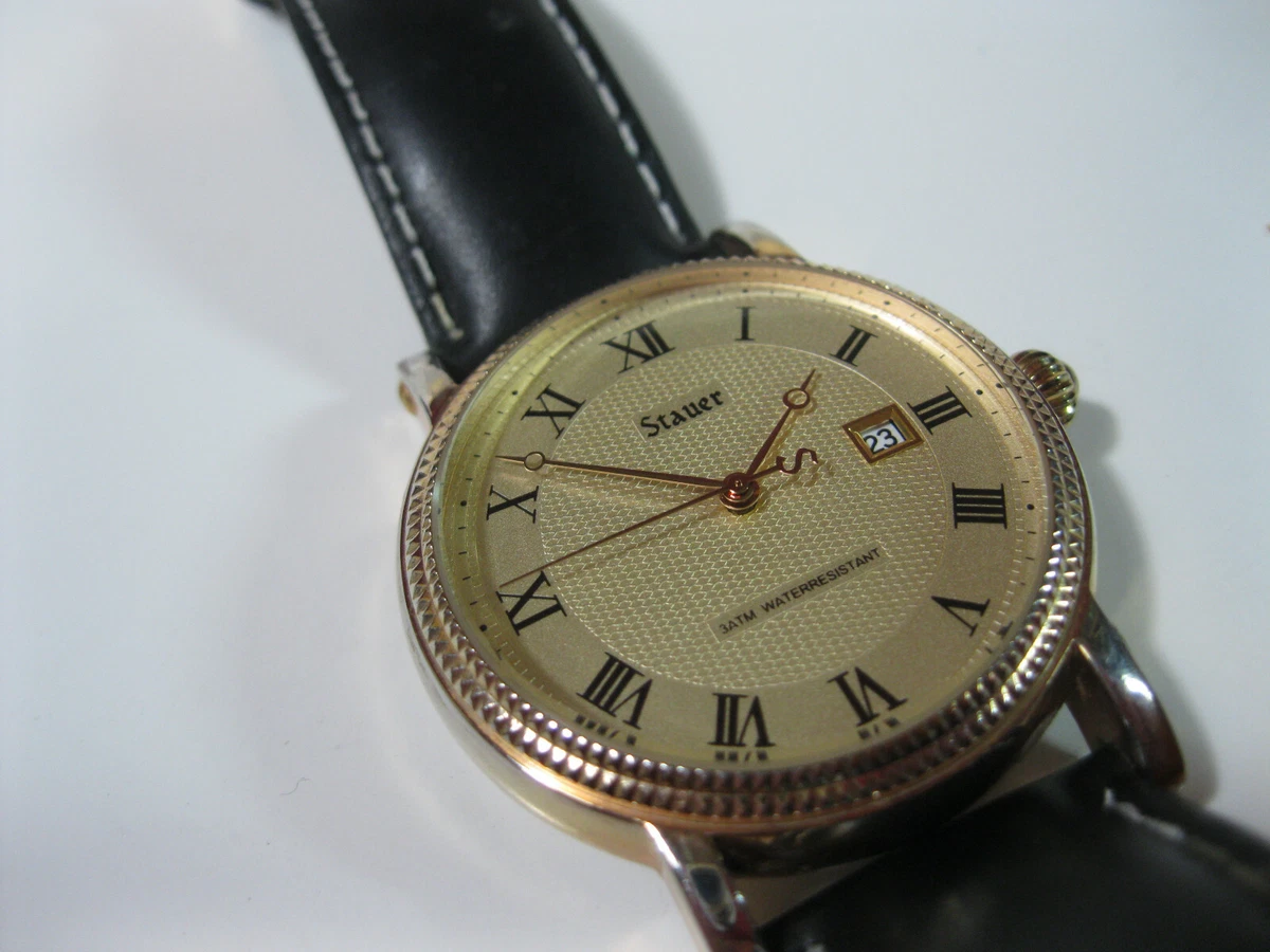Stauer Mens Watch Buttonwood 22671 Analog Leather Strap needs