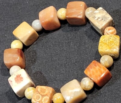 Coral Jade 12mm Square Shape Bracelet
