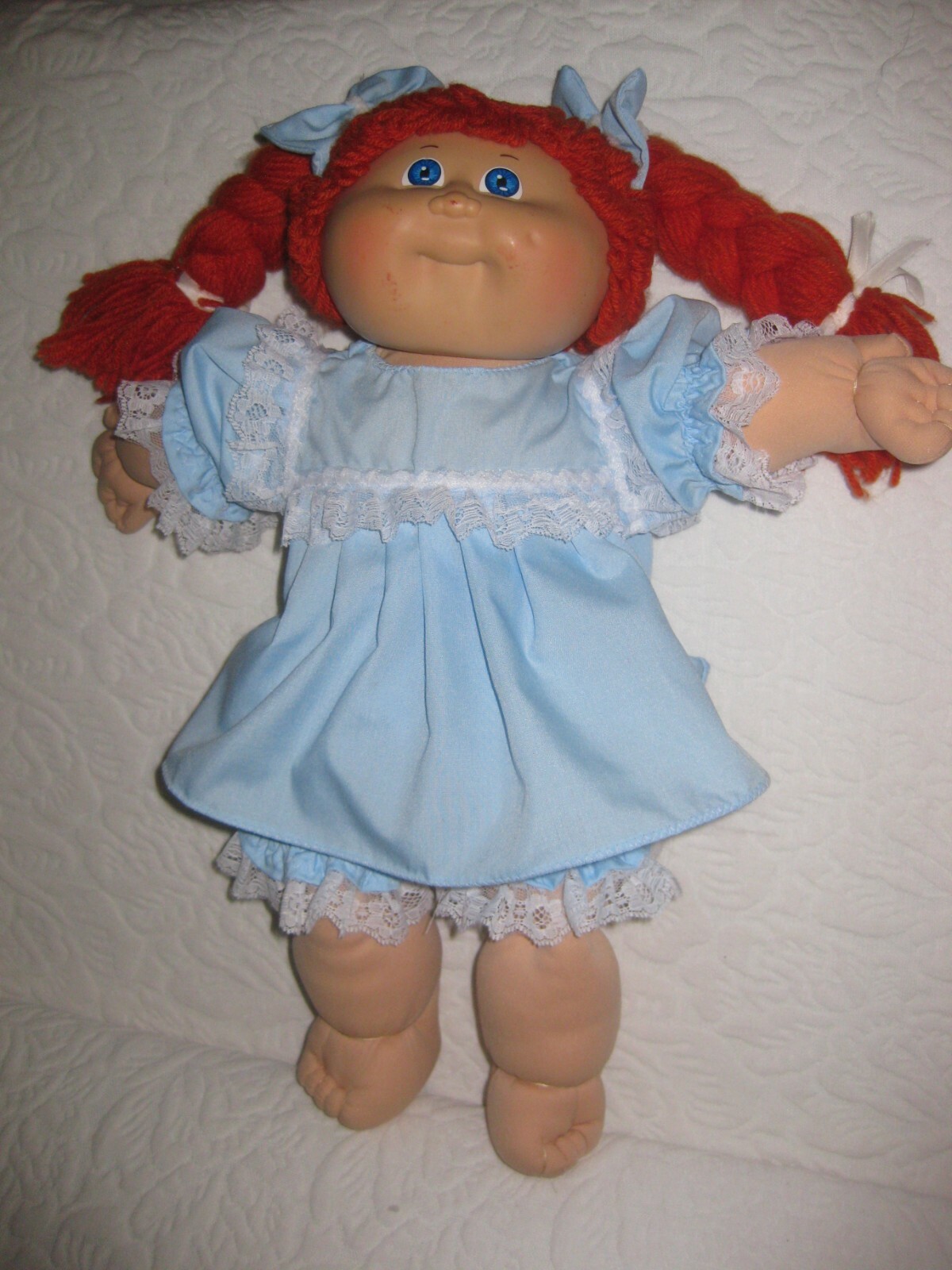 CPK doll clothes/16-18 inch/blue dress/lace/bloomers/hair bows