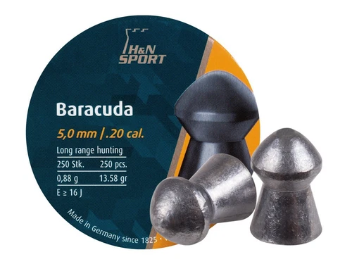 H&N Baracuda Premium 250 Count DOMED 5mm .20 Caliber Pellets MADE IN GERMANY