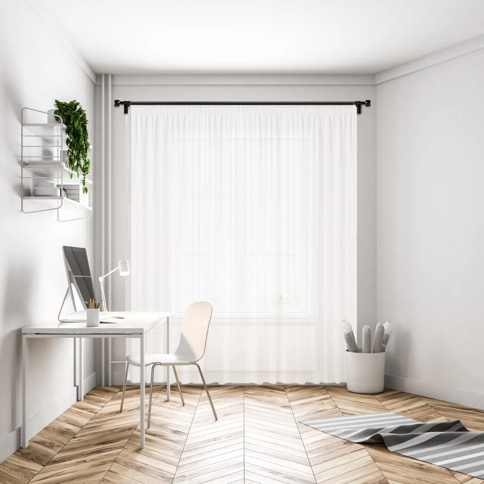 Halbtransparenter Gardinen Vorhang mit Kräuselband, Weiß - Bild 1 von 4