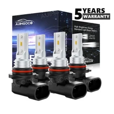 High Low Beam 9005 9006 LED Lamps Kit Combo Bulbs 8000K Super White Bright