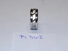 Triton Tungsten Carbide Wedding Ring 8mm Size 10 Silver w/ Brick Ctr #R362