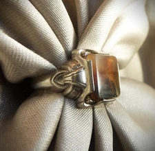 ANTIQUE SIGNED OSTBY BARTON TITANIC ORNAMENTAL STERLING MOSS AGATE GEMSTONE RING