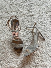 Badgley Mischka Glitter Stiletto Heel Sandals Silver Size 8.5