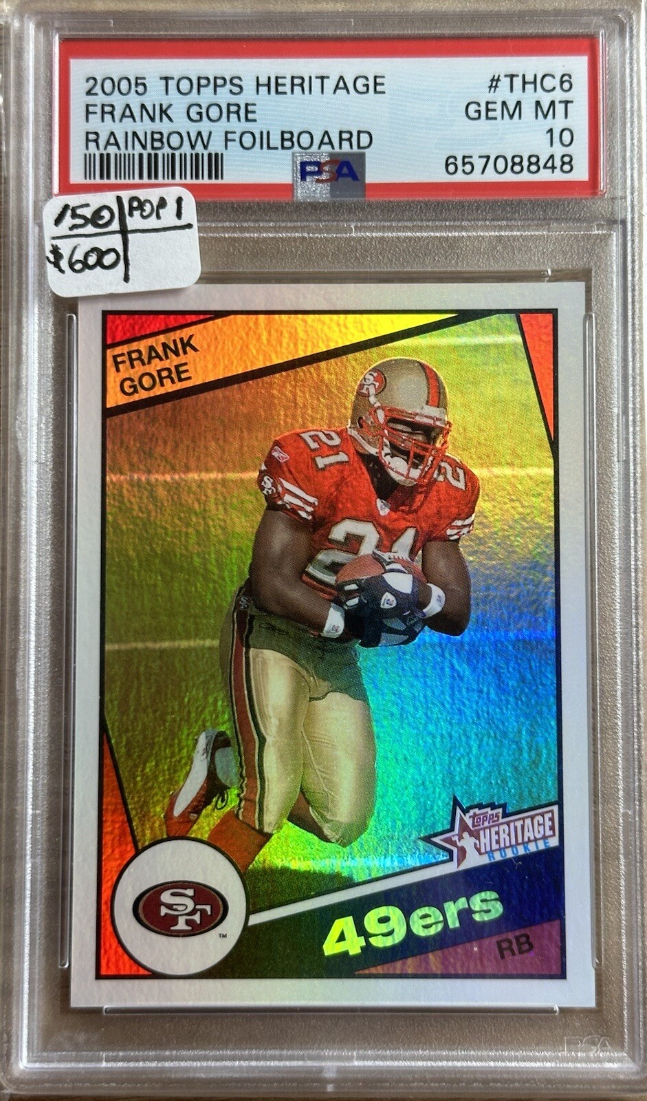 Frank Gore Topps Heritage #THC6 Rainbow Foilboard
