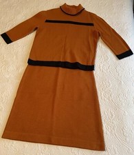 Vintage 1940s-50s Knit Cheerleader Set Burnt Orange  Black Sweater  Skirt