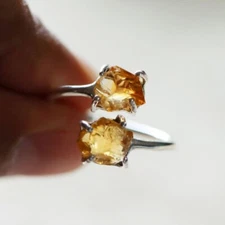 Raw Citrine Engagement Ring, Handmade Gemstone Adjustable Ring, Gift For Him