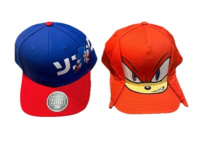 Sonic the Hedgehog 2 BallCap Adjustable Snapback Hats w/Knuckles Face & Ears