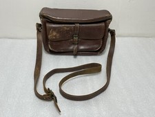 Vintage 1960s Brown Genuine Leather Zipper Camera Bag 9" x 6" x 3"
