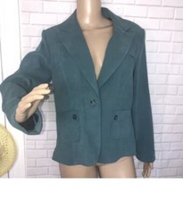 Prophecy Women's Wool Blazer Jacket Pockets Lined Vtg Made USA Green Size 8