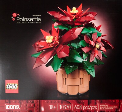 LEGO Poinsettia Holiday Botanical Collection (10370) Building Set, 608 Pieces