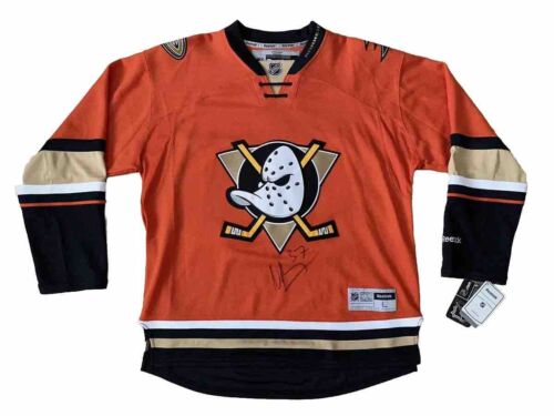 Maglietta Anaheim Ducks Reebok AUTOGRAFATA #37 Nick Ritchie Arancione Nuova con etichette grande - Foto 1 di 12