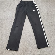Adidas Pants Boys Small Black White Logo Sweatpants Outdoor Active Youth 