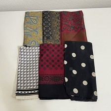 Pocket Squares Lot of 6 Mini Scarves Paisley Geometric Polka Dots