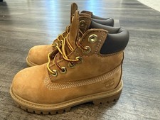 Timberland 6 Inch Premium Boots Wheat Nubuck 12809 Size 9 Kids Waterproof