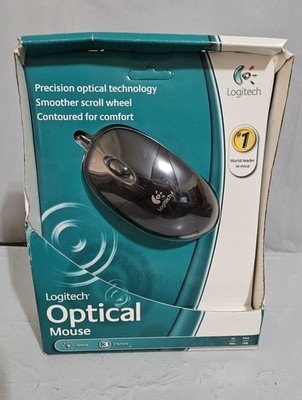 Logitech NEW Large Optical Mouse Black Scroll Wheel