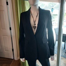 DKNY Black Notch Lapel One-Button Blazer Jacket 66 Rayon Fitted/Unlined Sz.6