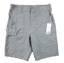 Panama Jack Mens Performance Cargo Shorts 32 Zip Fly Flat Front Stretch Gray NEW