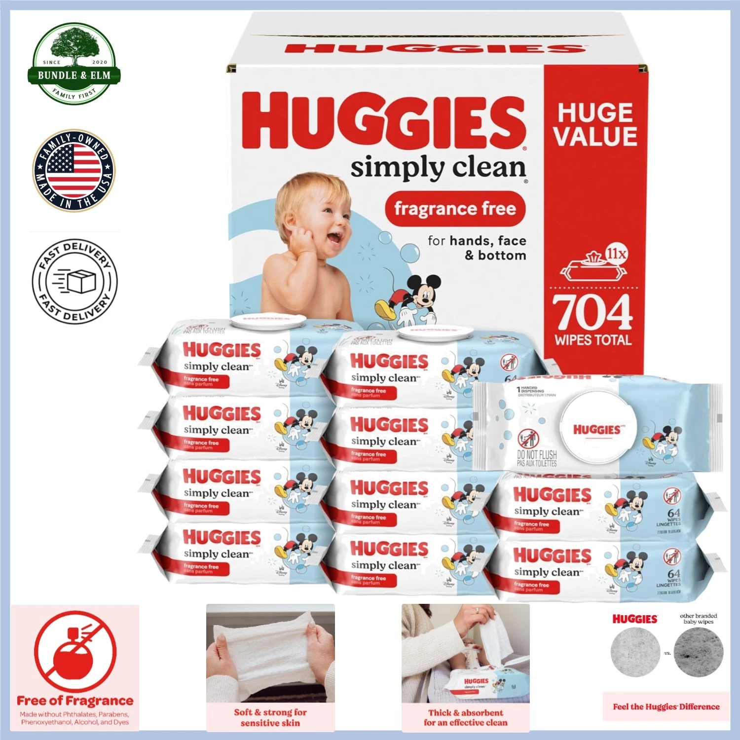 Extra Soft Baby Wipes, 11 Flip-Top Packs, Fragrance Free for Sensitive Skin
Opens in a new window or