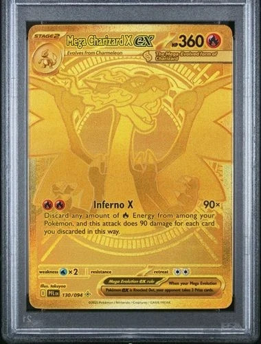 2025 Pokemon Phantasmal Flames Card 130/094 Mega Charizard EX Gold Graded PSA 9