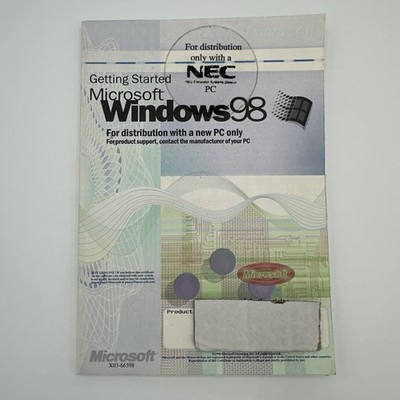 Microsoft Windows 98 Getting Started Booklet & Product Activation Key