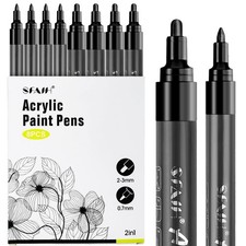 SFAIH Acrylic Black Paint Pens - 8 Pack 2-3MM 1 Count Pack of 8 ,