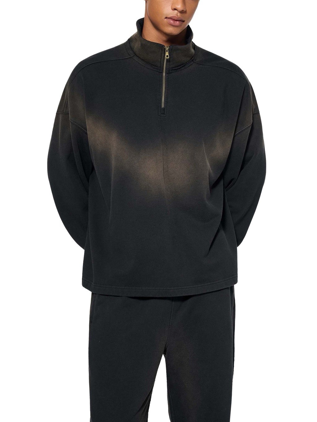 Sun Fade Raw Edge Quarter-Zip Sweatshirt image 3