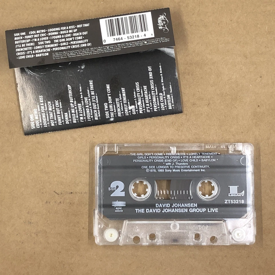 DAVID JOHANSEN GROUP Cassette Tape Punk Glam LIVE NEW YORK DOLLS 90s REISSUE Foto 3 de 4