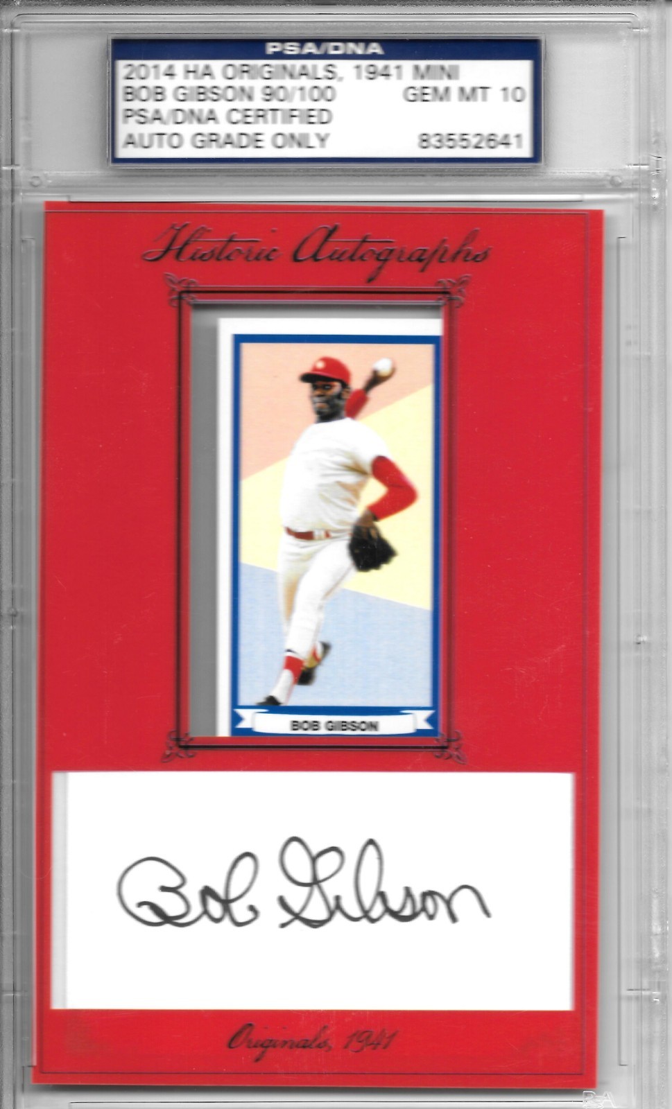 2014 HA Originals 1941 Mini BOB GIBSON AUTO #90/100 PSA/DNA GEM MINT 10 AUTO!