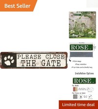 Stylish Vintage Metal Sign - Please Close The Gate  Easy Wall Mount 4x16 Inches
