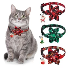 Vellibring 3 Pack Christmas Cat Collars,Christmas Flower Kitten Collars with ...