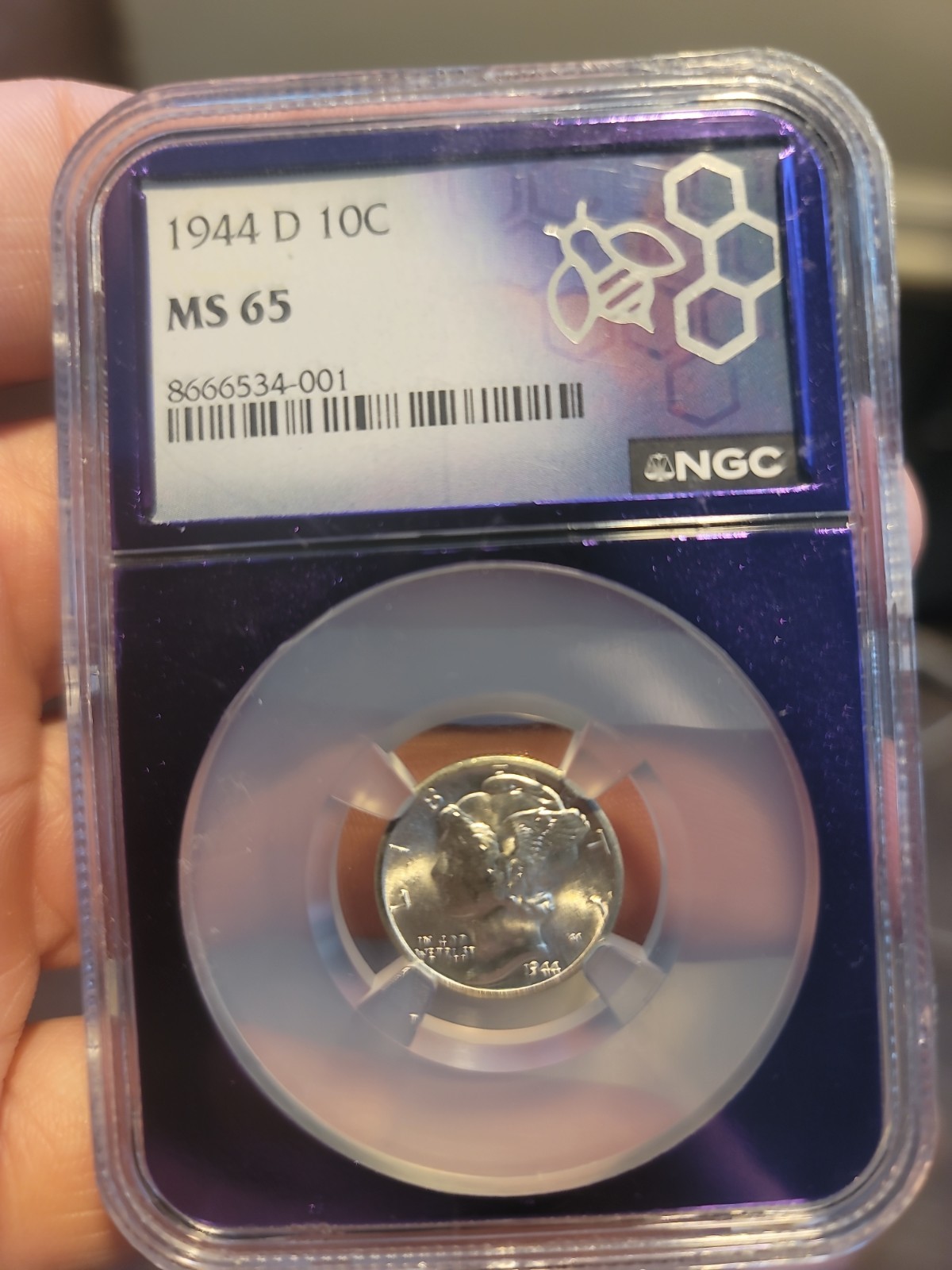 1944 D Silver Mercury Dime NGC MS65 In Trader Bea Core
