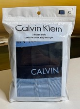 Calvin Klein Men's 2 Pack Cotton Stretch Boxer Briefs XL Black  Lt Blue NEW 35