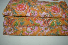 NO TARRIF CHARGES 100  ZK 201 Hand Block 4 Yard Fabric Floral Print 100 Cotton 