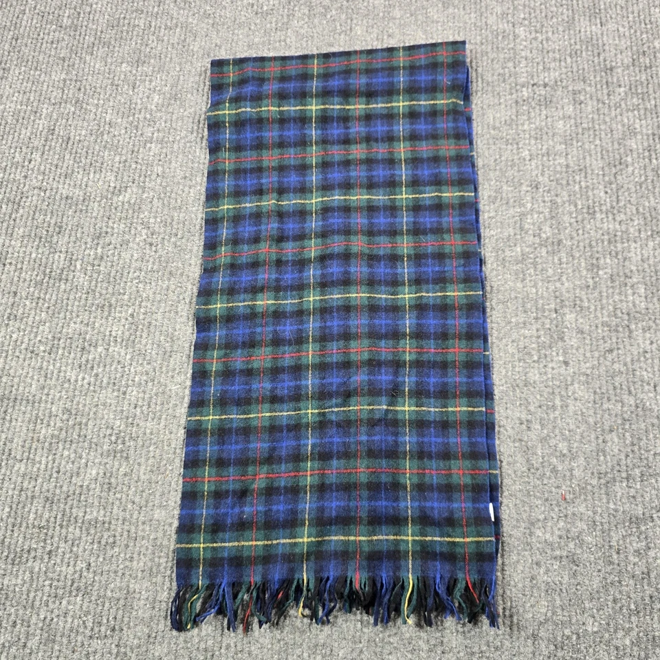 Bufanda de lana Pendleton para hombre azul verde Smith tartán flecos a cuadros hecha en EE. UU. Foto 2 de 4