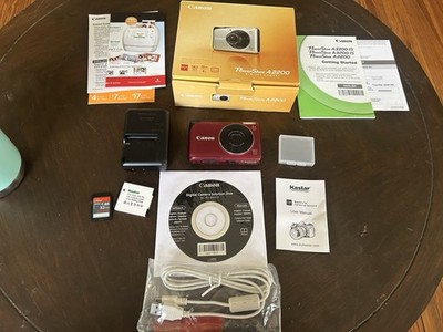 Canon PowerShot A2200 Red 14.1MP 4x Digital Camera Bundle Tested A+