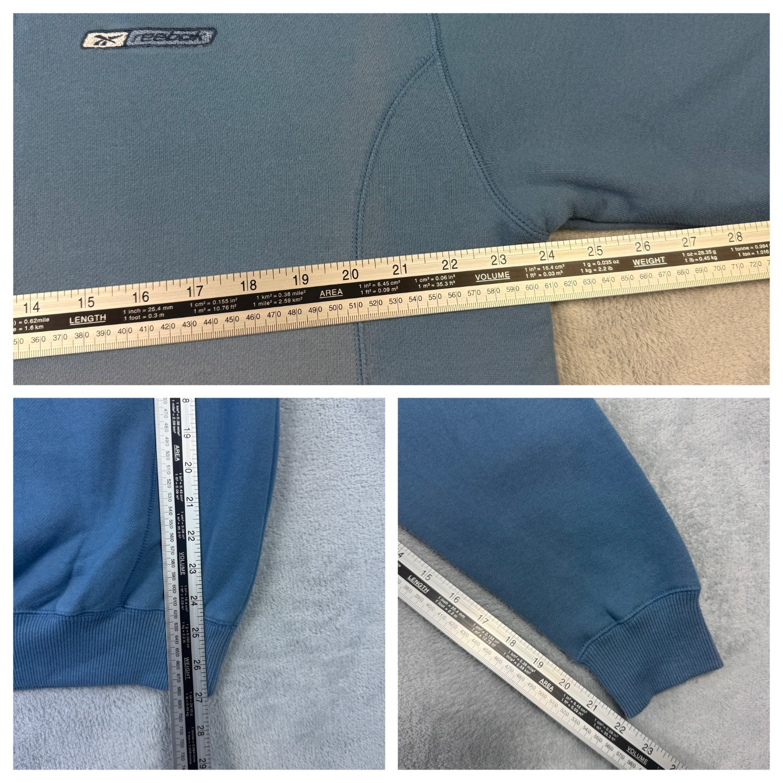 Vintage Reebok 2000's Y2K Blue Spellout Oversized Medium Pullover Sweatshirt image 7