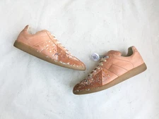 Maison Margiela GAT Sneakers Orange Paint Splatter Men 10 43 Suede Leather Low