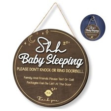 Shhh Baby Sleeping Sign for Front Door - Please Do Not Knock Or Ring Doorbell