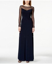 NWT Calvin Klein Illusion Long-Sleeve Gown, Size 8