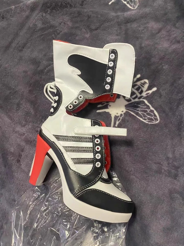 DC Comics Suicide Squad Harley Quinn Cos Boots Shoes High Heels Halloween Props - Image 4 of 4