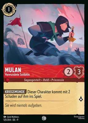 Lorcana Mulan - Verwundete Soldatin 9FAB-125 Common Deutsch Neu