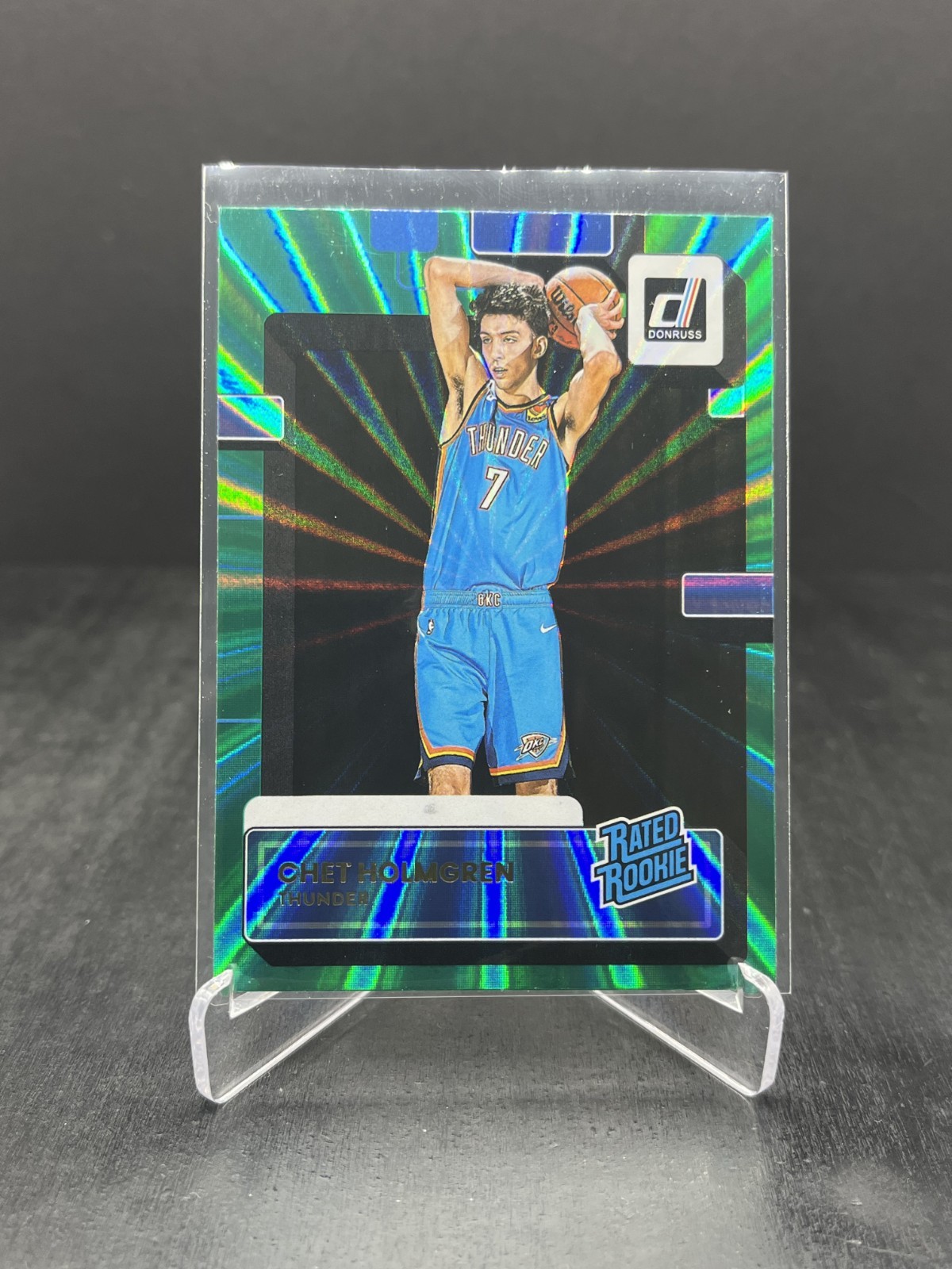 2022-23 Panini Donruss Chet Holmgren RC Rated Rookie Green Holo Laser #202