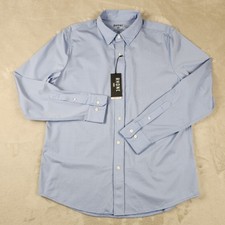 Rhone Commuter Button Down Dress Shirt Men's M Blue Gingham Classic Fit Stretch