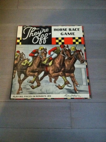 Vintage They're Off Horse Race Game Board by Parker Brothers