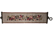 Gobelin Glockenzug Klingelzug mit Messingbeschlägen 84 cm Vintage