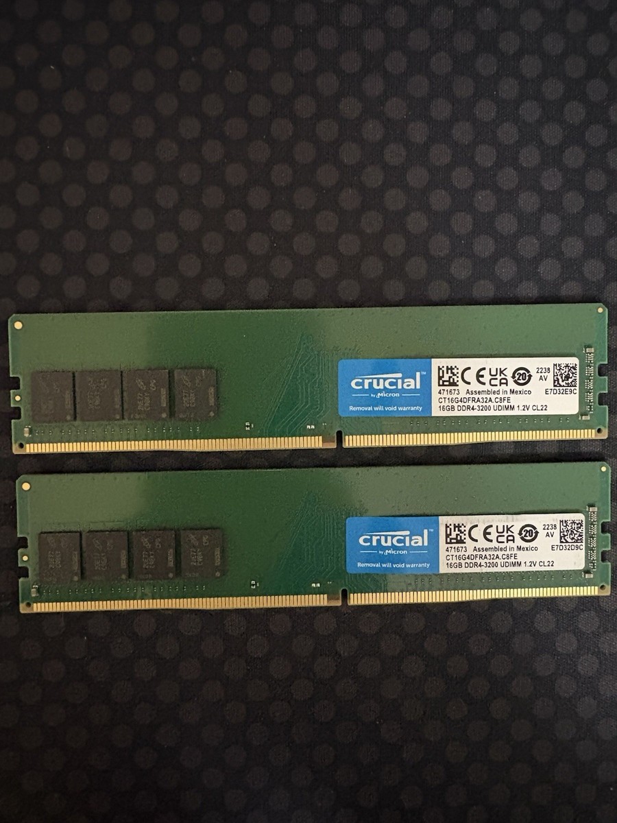 Crucial 32GB DDR4-3200 UDIMM Two 16GB RAM Memory Sticks - Desktop
