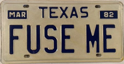 Vanity FUSE ME license plate Join Combine Blend Melt Metal Together Merge Groups